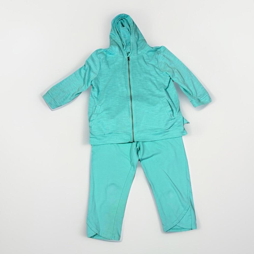 Silver wear aqua Blue Mint Green Zip up Jacket Capri Track Pant suit Sz M (A1)